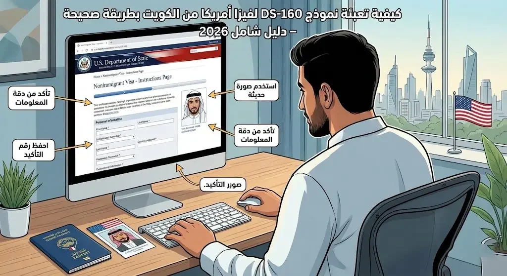 تعبئة نموذج ds160 الكويت