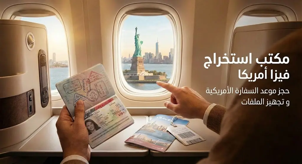 خدمات تنظيمية لمساعدة المتقدمين على فيزا أمريكا 1 مكتب فيزا أمريكا من الكويت يساعد المسافرين على تنظيم المستندات وحجز موعد سفارة أمريكا